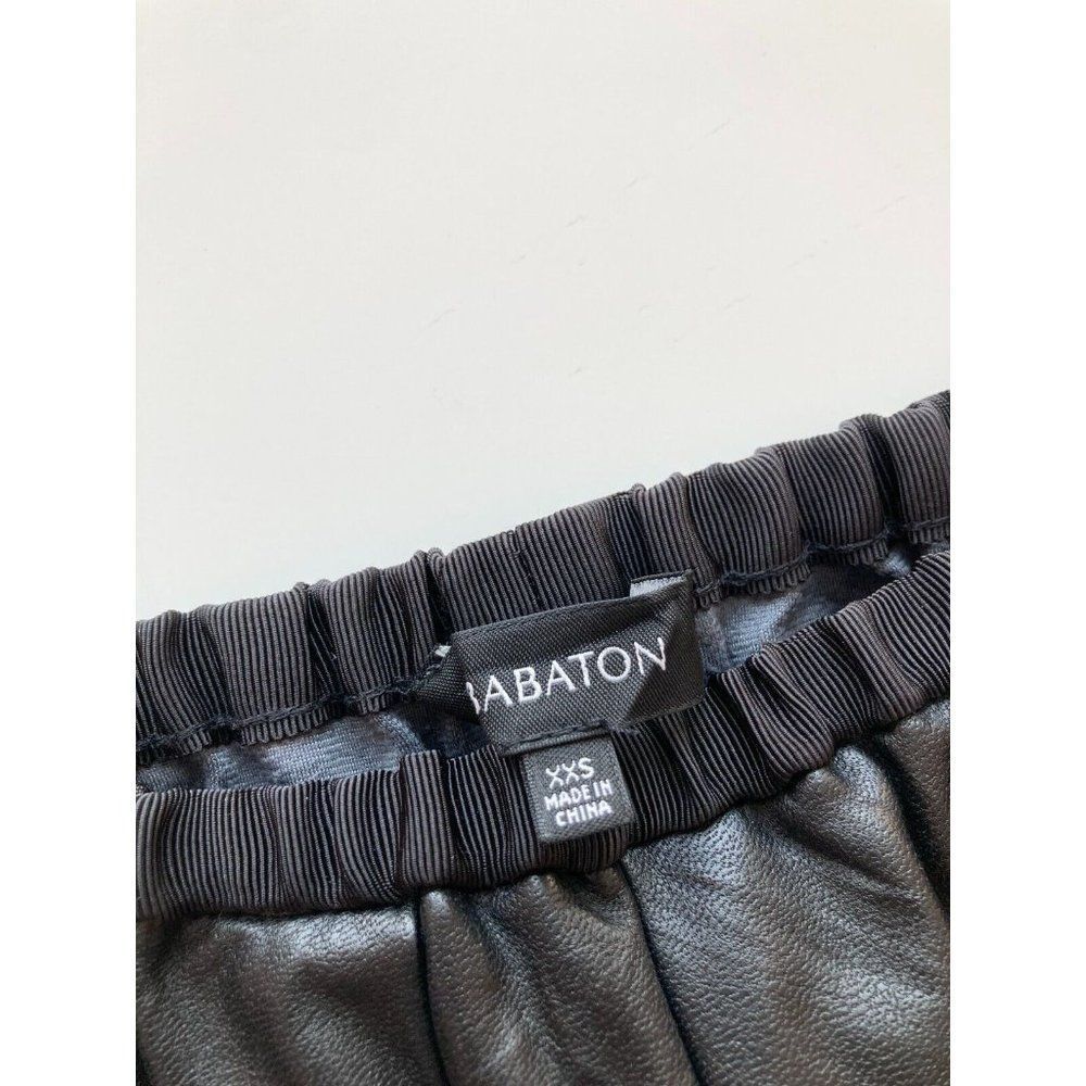 Aritzia BABATON Black Vegan Leather Grosgrain Trim Circle Mini Skirt, Size XXS - Picture 7 of 10